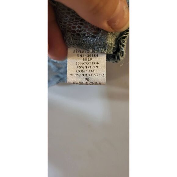 Peach teal lace semi-crop-top blouse - Picture 6 of 9